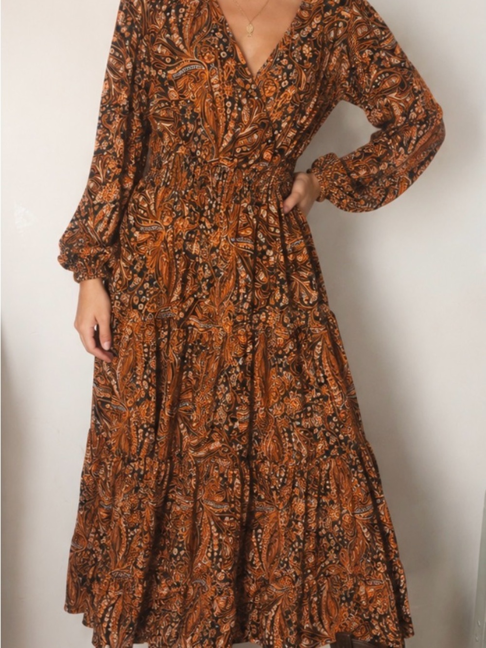 BLACK TAPE Maxi Dress in Burnt Orange